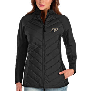 Women's Antigua Black Purdue Boilermakers Altitude Full-Zip Puffer Jacket