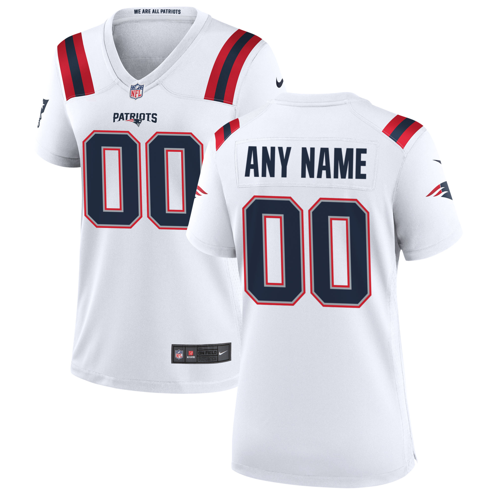 Women's Nike New England Patriots White Custom Game Jersey - Image 2