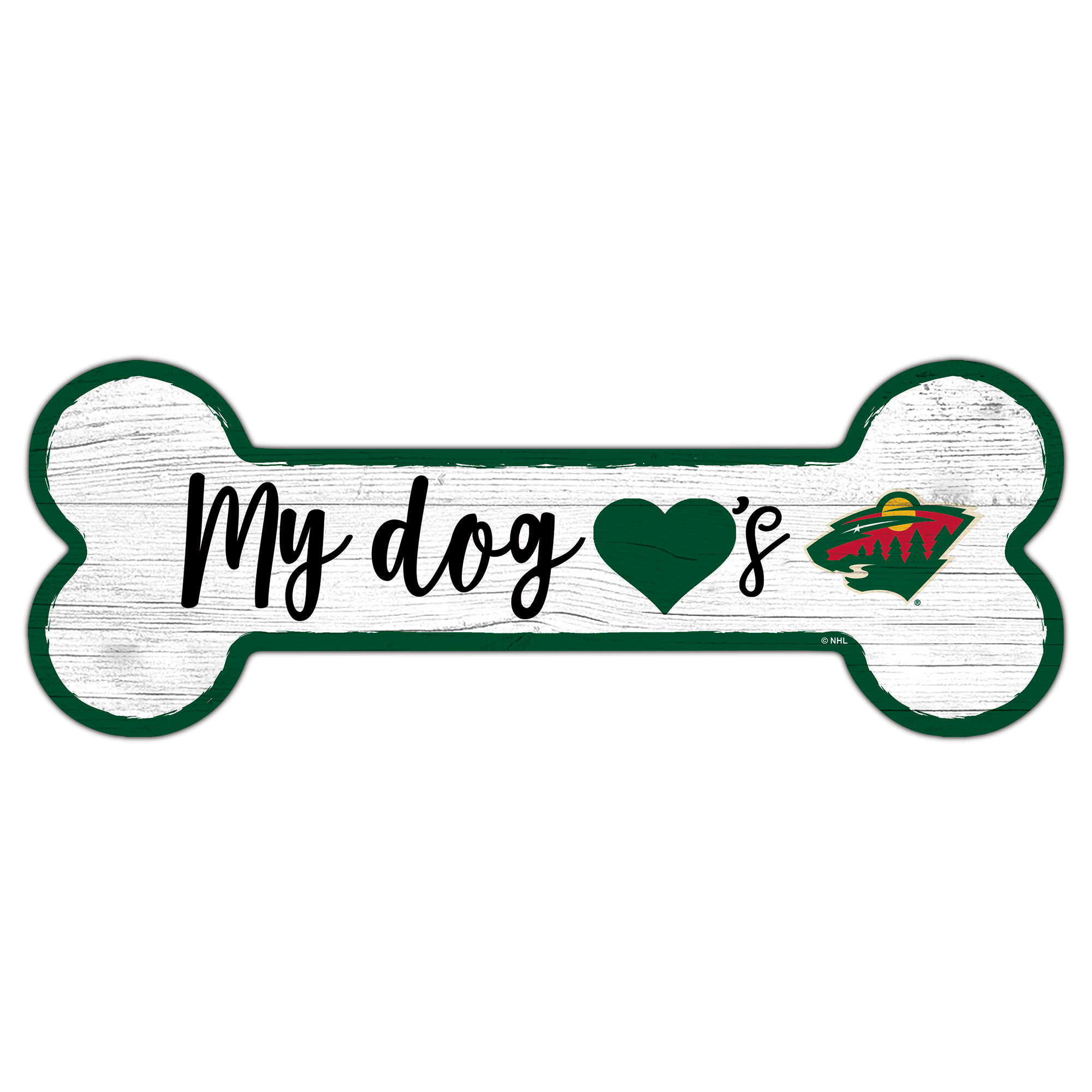 Minnesota Wild 6" x 12" Team Dog Bone Sign