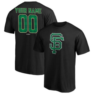 Men's Black San Francisco Giants Emerald Plaid Personalized Name & Number T-Shirt