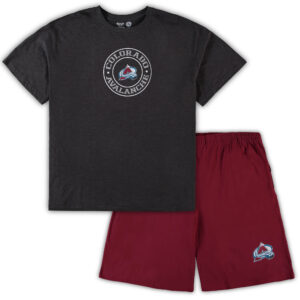 Men's Concepts Sport Burgundy/Heathered Charcoal Colorado Avalanche Big & Tall T-Shirt & Shorts Sleep Set