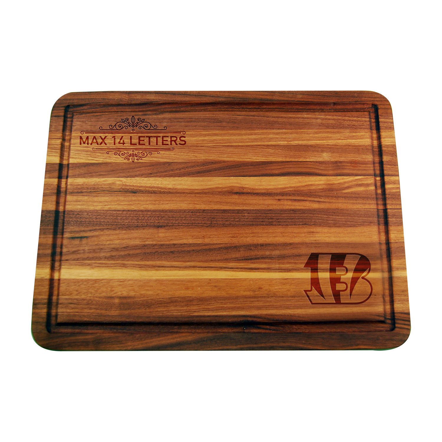 Cincinnati Bengals Large Acacia Personalized Cutting & Serving Board
