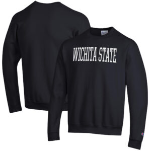 Men's Champion Black Wichita State Shockers Eco Powerblend Crewneck Pullover Sweatshirt