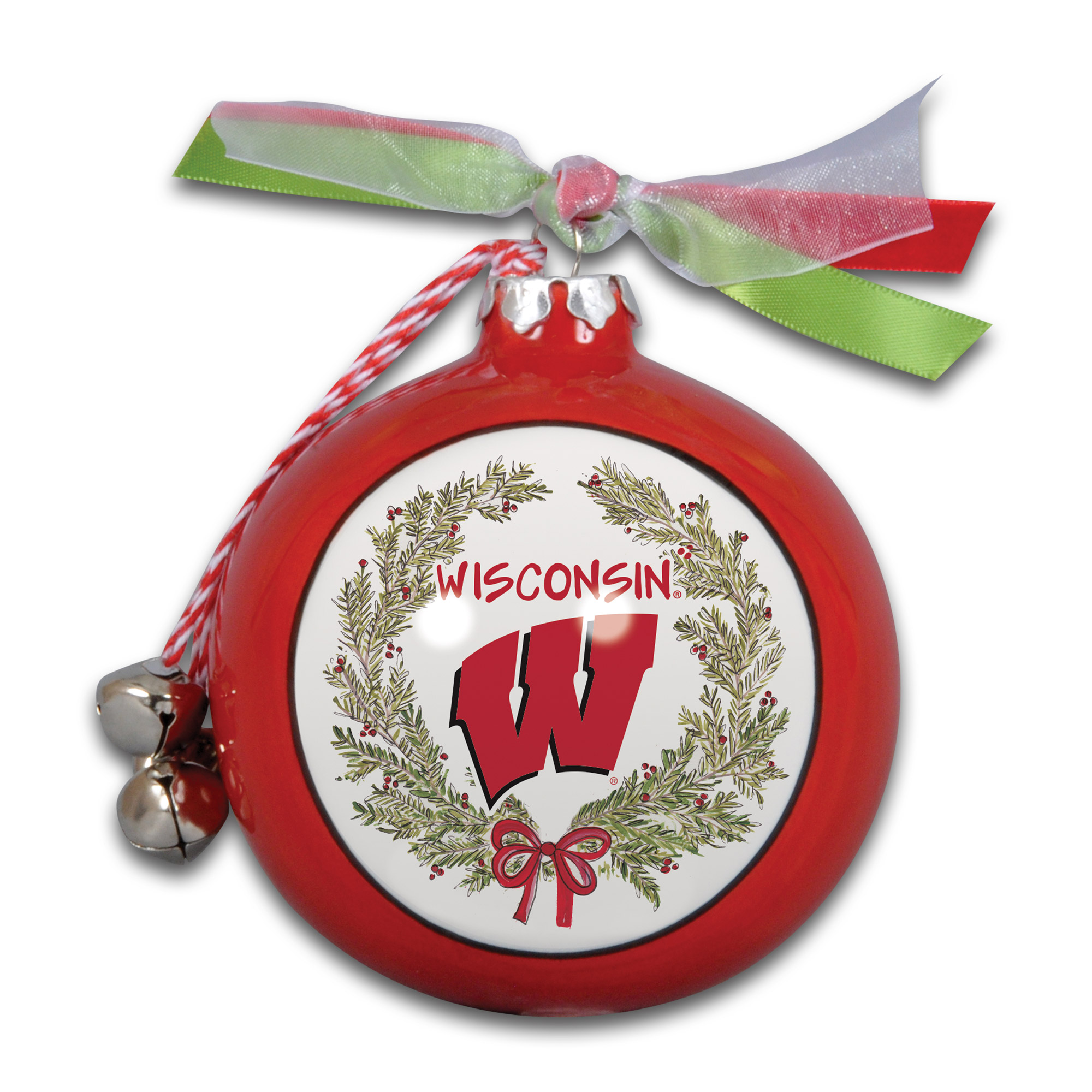 Wisconsin Badgers Wreath Kickoff Painted Ornament - Image 4