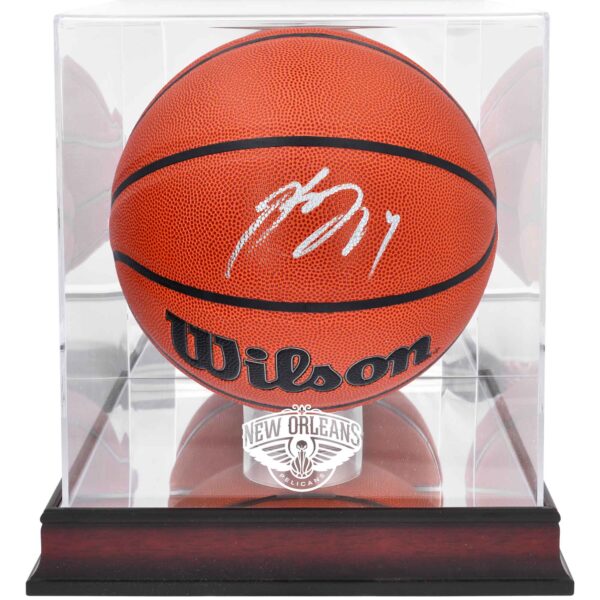 Brandon Ingram New Orleans Pelicans Autographed Wilson Replica Basketball with Mahogany Team Logo Display Case
