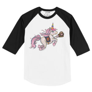 Infant Tiny Turnip White/Black Detroit Tigers Unicorn Raglan 3/4 Sleeve T-Shirt
