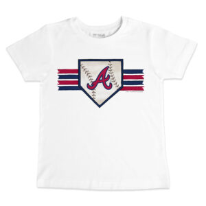 Infant Tiny Turnip White Atlanta Braves Base Stripe T-Shirt