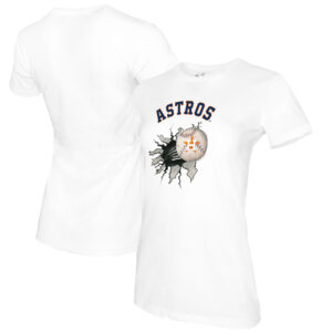Women's Tiny Turnip White Houston Astros Baseball Tear T-Shirt
