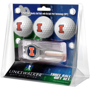 Illinois Fighting Illini 3-Ball Golf Ball Gift Set with Kool Divot Tool