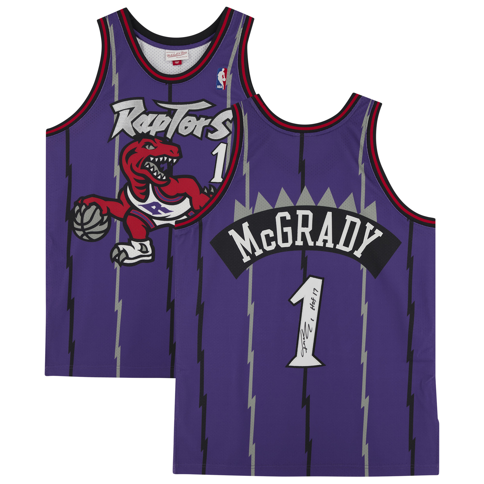 Tracy McGrady Purple Toronto Raptors Autographed Mitchell & Ness 1998 Authentic Jersey with "HOF 17" Inscription - Image 2