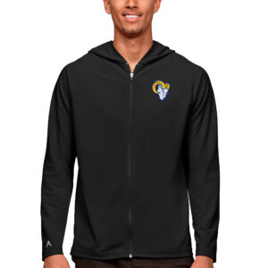 Men's Antigua Black Los Angeles Rams Logo Legacy Full-Zip Hoodie