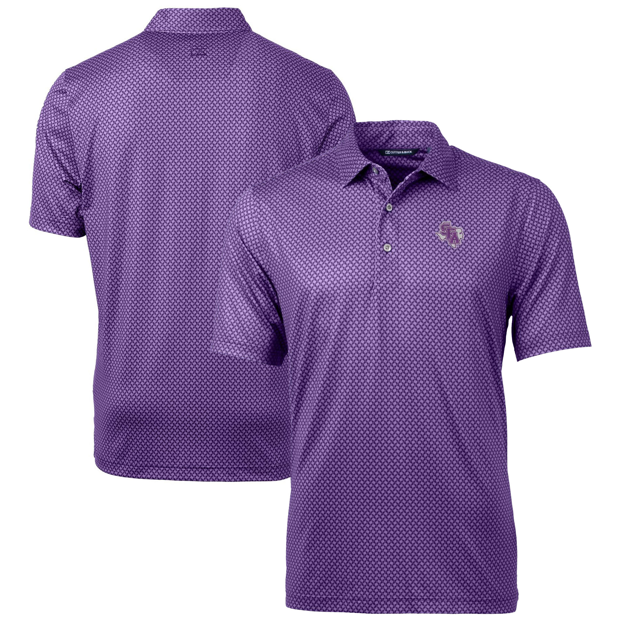 Men's Cutter & Buck Purple Stephen F Austin Lumberjacks Big & Tall Pike Banner Print Polo