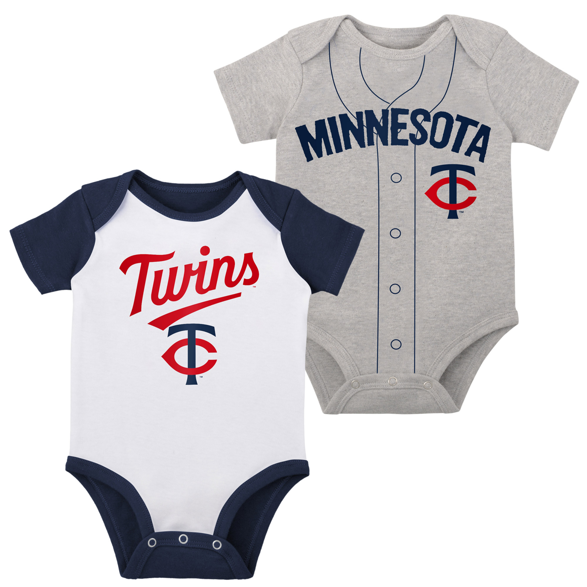 Infant White/Heather Gray Minnesota Twins Two-Pack Little Slugger Bodysuit Set - Image 8
