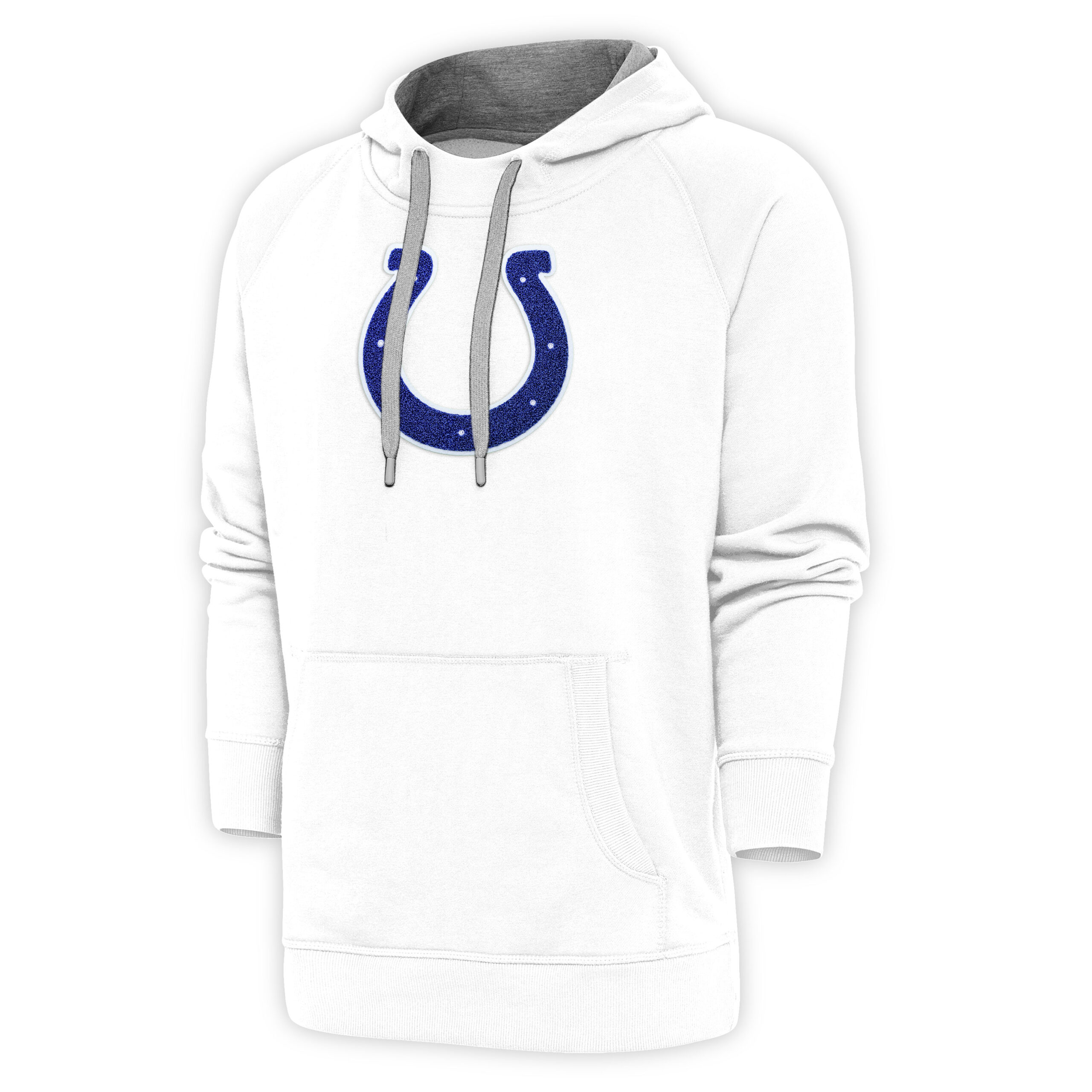 Men's Antigua White Indianapolis Colts Victory Chenille Pullover Hoodie