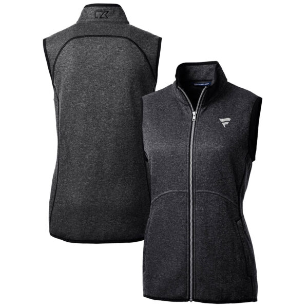 Women's Cutter & Buck Charcoal Fanatics Corporate Mainsail Basic Sweater Knit Fleece Full-Zip Vest