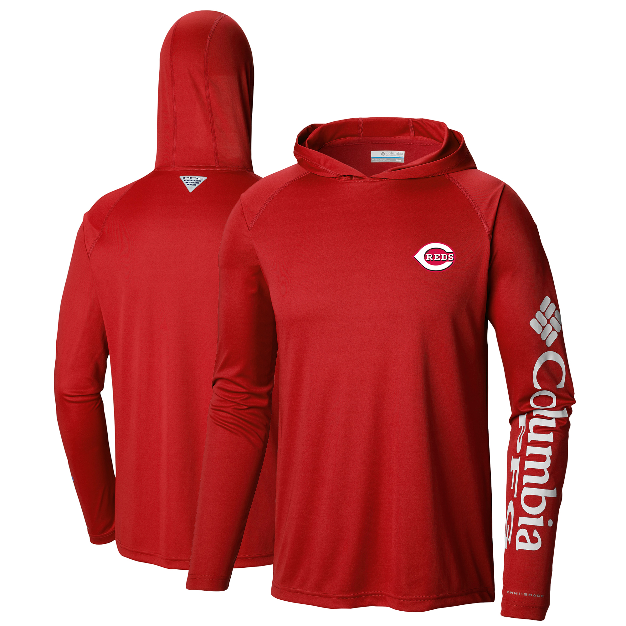 Men's Columbia Red Cincinnati Reds Terminal Tackle Long Sleeve Hoodie T-Shirt