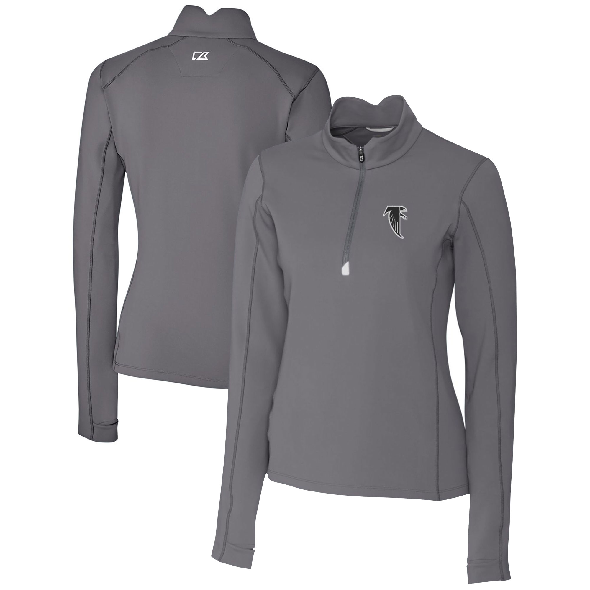 Women's Cutter & Buck Steel Atlanta Falcons Throwback Logo Traverse Stretch Quarter-Zip Pullover Top