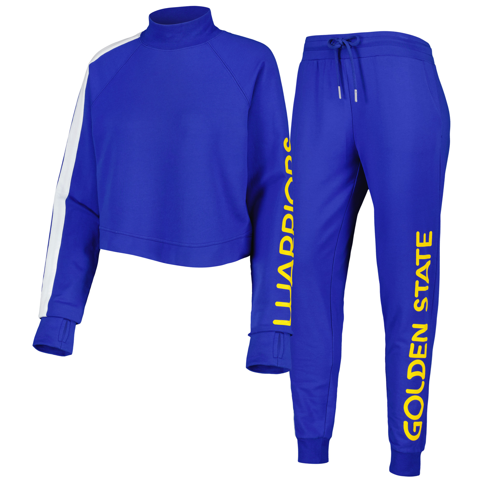 Women's Lusso Royal Golden State Warriors Maddie & Matildas Raglan Tri-Blend Pullover Hoodie & Jogger Pants Set