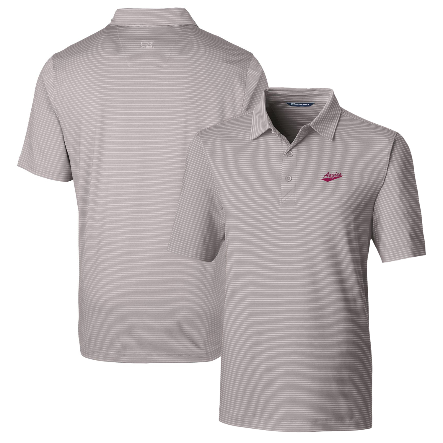 Men's Cutter & Buck Gray New Mexico State Aggies Big & Tall Forge Pencil Stripe Stretch Polo