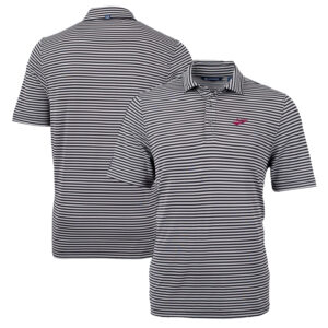 Men's Cutter & Buck Black New Mexico State Aggies Big & Tall Team Logo Virtue Eco Pique Stripe Recycled Polo