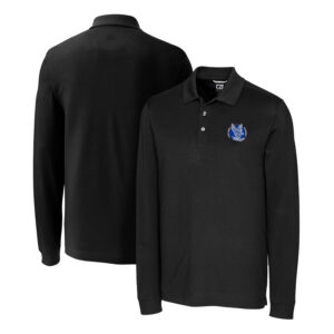 Men's Cutter & Buck Black Air Force Falcons Advantage Tri-Blend Pique Long Sleeve Polo