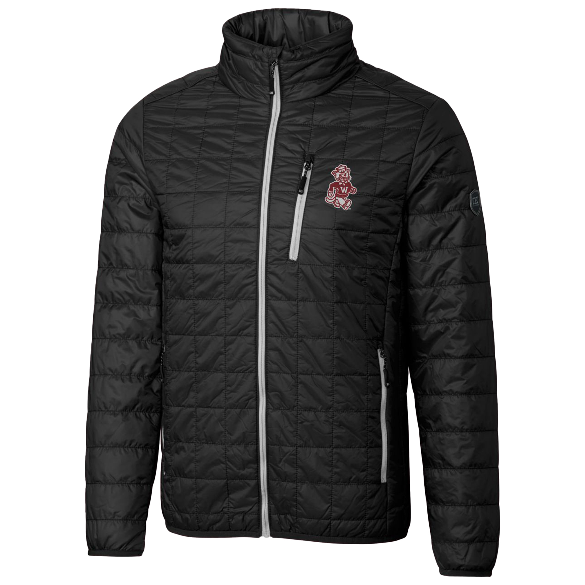 Cutter & Buck Black Washington State Cougars Primary Team Logo Rainier PrimaLoft Eco Insulated Full-Zip Puffer Jacket - Image 6
