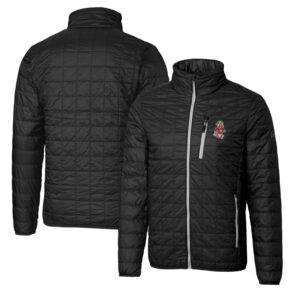 Cutter & Buck Black Washington State Cougars Primary Team Logo Rainier PrimaLoft Eco Insulated Full-Zip Puffer Jacket