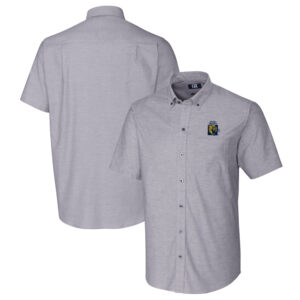 Men's Cutter & Buck Charcoal FIU Panthers Vault Stretch Oxford Short Sleeve Button-Down Shirt