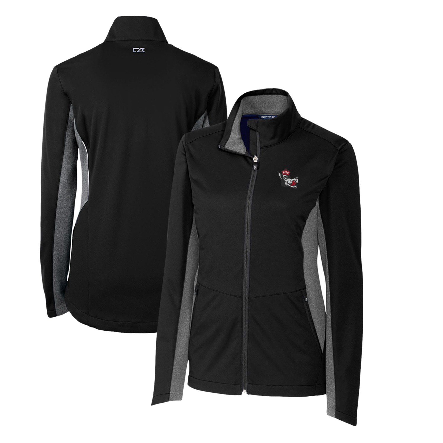 Women's Cutter & Buck Black NC State Wolfpack Vault Navigate Softshell Full-Zip Jacket - Image 2