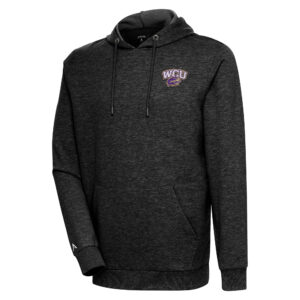 Men's Antigua Heather Black Western Carolina Catamounts Action Pullover Hoodie