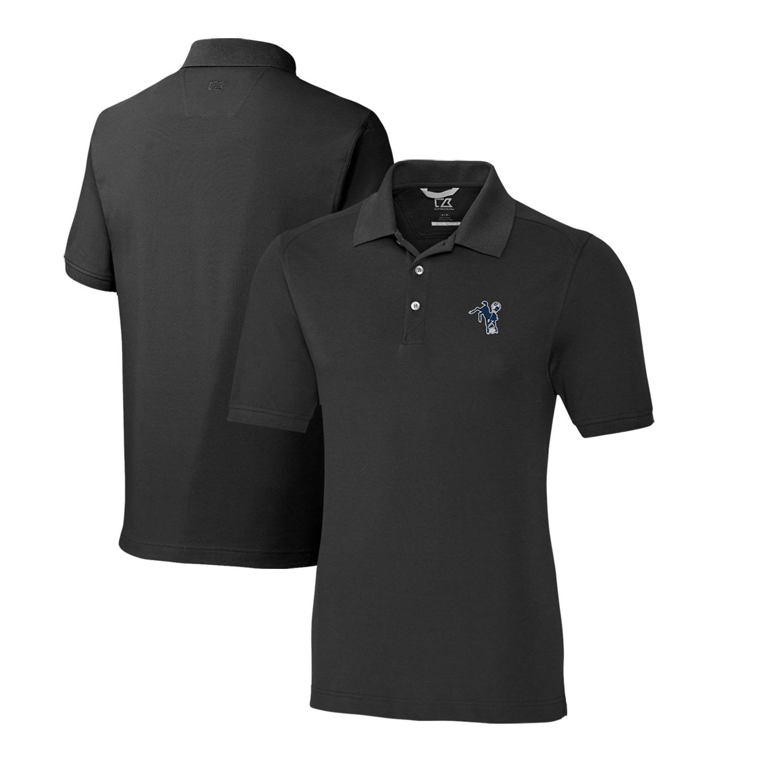 Men's Cutter & Buck Black Indianapolis Colts Advantage Tri-Blend Pique Throwback Polo