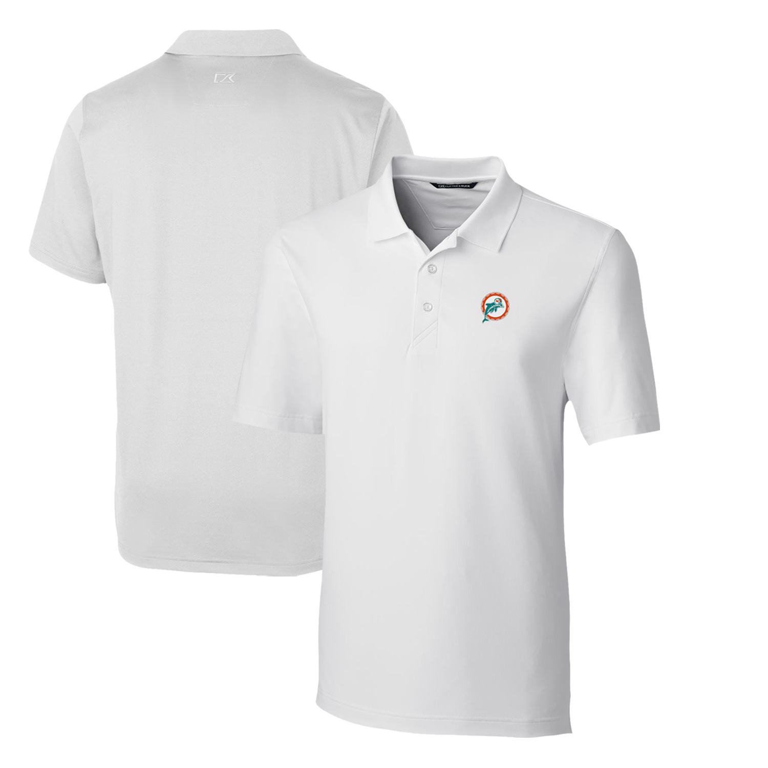 Men's Cutter & Buck White Miami Dolphins Throwback Logo Forge Stretch Polo