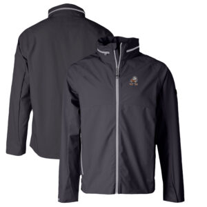 Men's Cutter & Buck Graphite Cleveland Browns Throwback Logo Vapor Water Repellent Stretch Full-Zip Rain Jacket