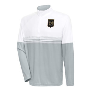Men's Antigua White/Gray LAFC Bender Quarter-Zip Pullover Top