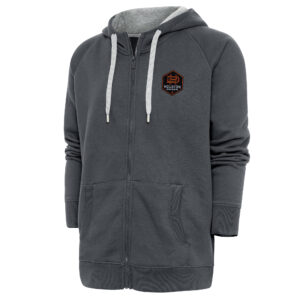 Men's Antigua Charcoal Houston Dynamo FC Logo Victory Full-Zip Hoodie