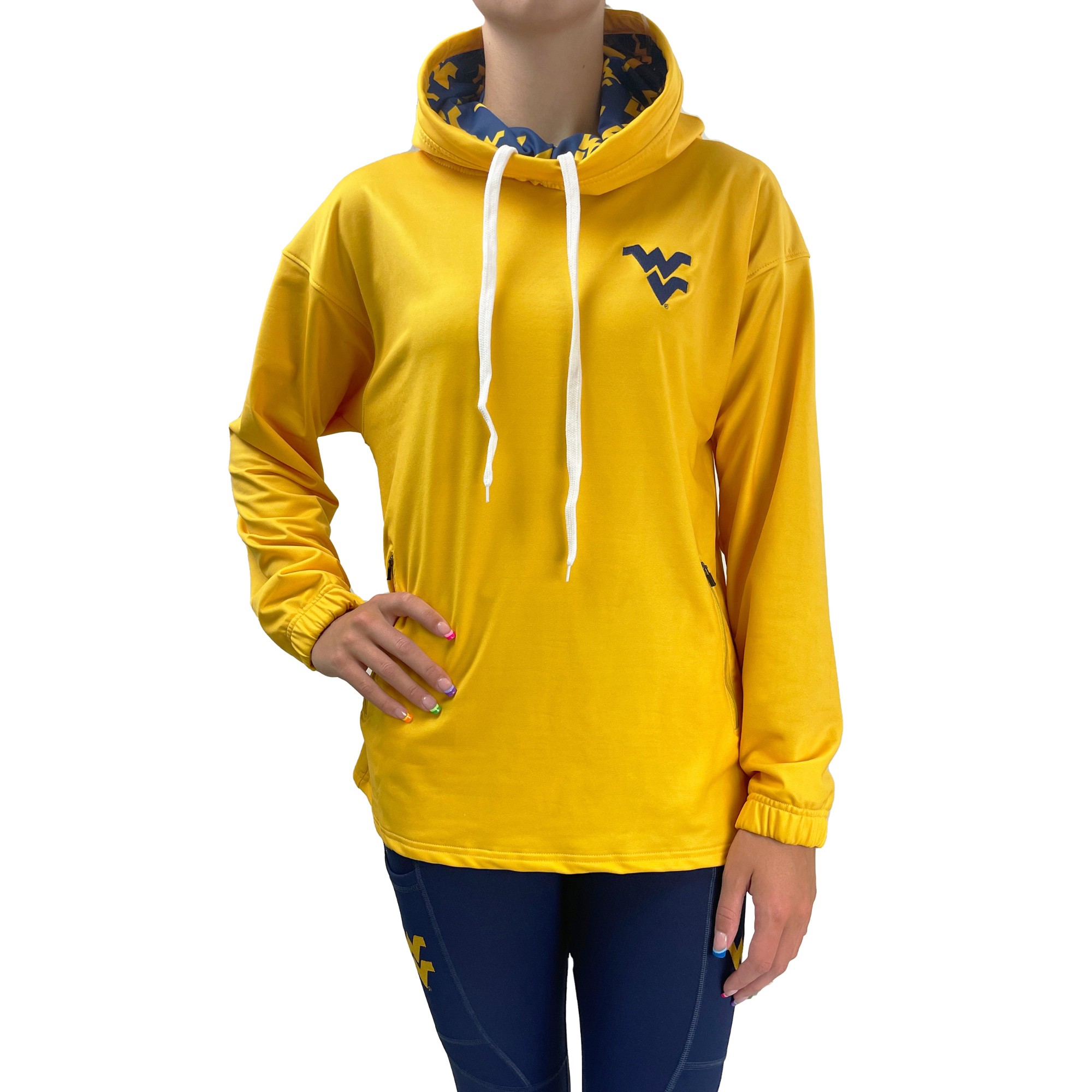 Women's Gold West Virginia Mountaineers Luxe Pullover Hoodie - Image 2