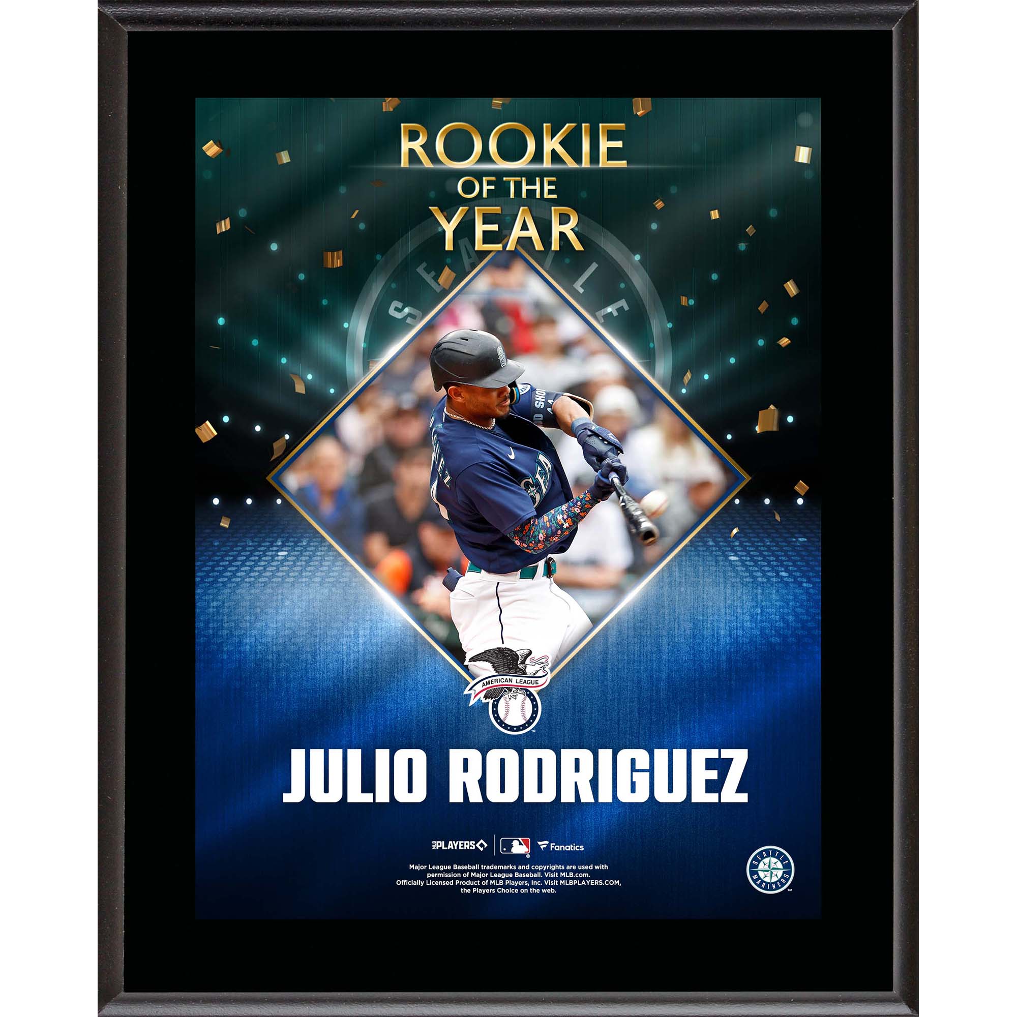 Fanatics Authentic Julio Rodriguez Seattle Mariners 2022 American League Rookie of the Year 10.5'' x 13'' Sublimated Plaque
