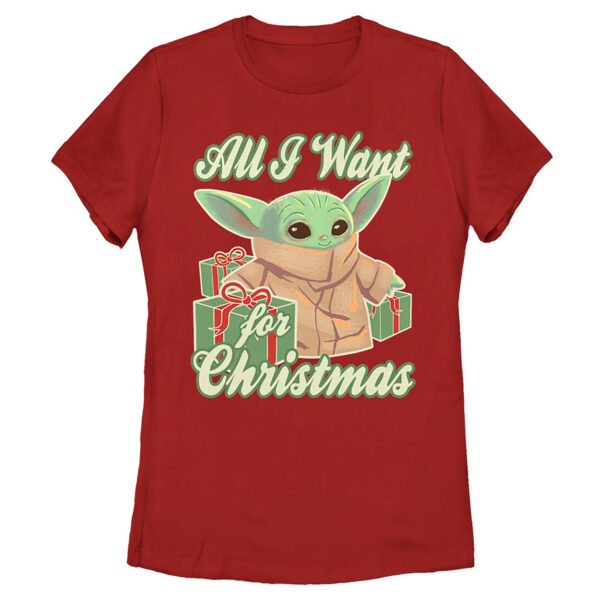 Women's Grogu Red The Mandalorian Christmas Baby T-Shirt