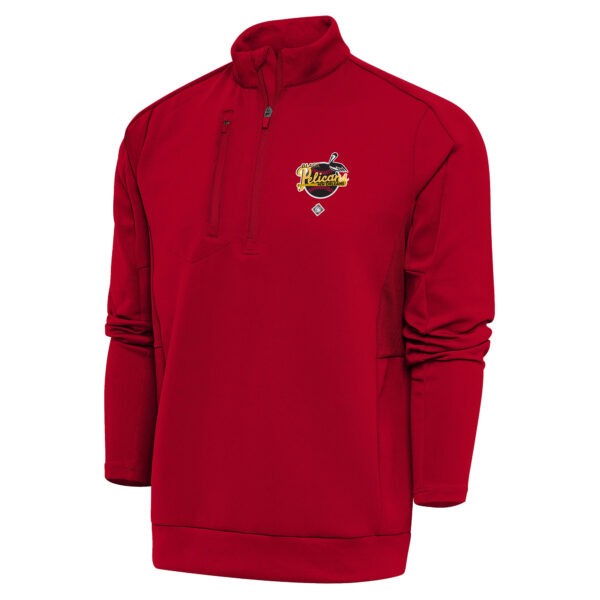 Men's Antigua Red New Orleans Black Pelicans Generation Quarter-Zip Pullover Top