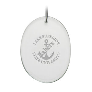 Lake Superior State Lakers Primary Logo 2.75'' x 3.75'' Glass Oval Ornament