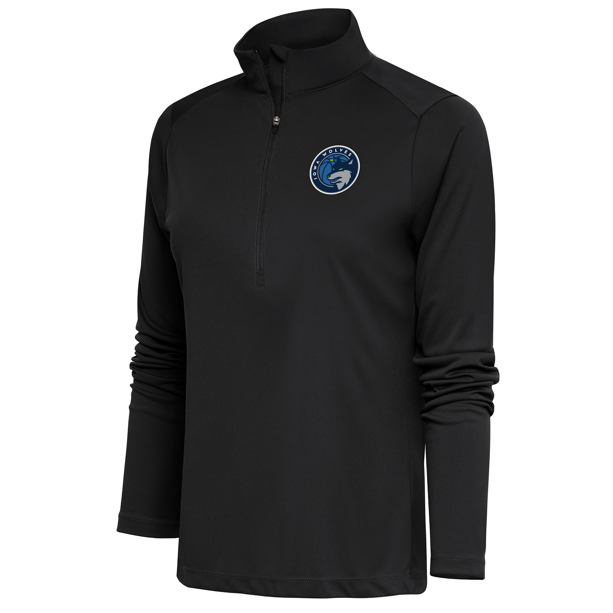Women's Antigua Charcoal Iowa Wolves Tribute Half-Zip Pullover Top