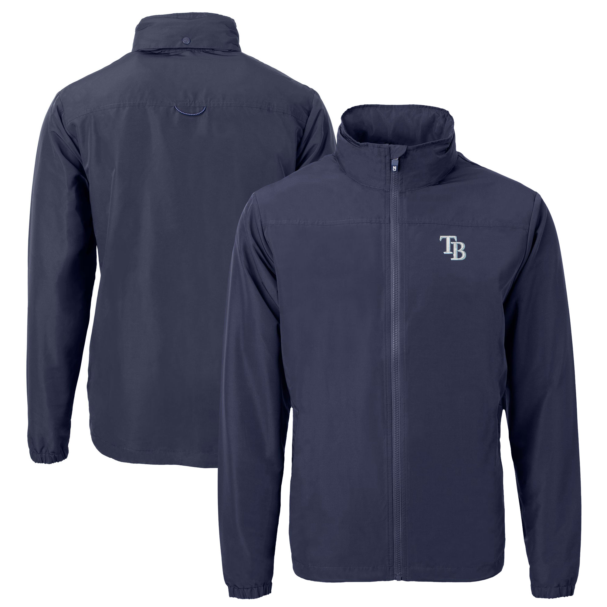 Men's Cutter & Buck Navy Tampa Bay Rays Charter Eco Recycled Full-Zip Jacket