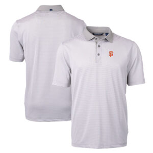 Men's Cutter & Buck Gray/White San Francisco Giants Virtue Eco Pique Micro Stripe Recycled Big & Tall Polo