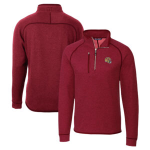 Men's Cutter & Buck  Red San Francisco 49ers Helmet Mainsail Sweater-Knit Half-Zip Pullover Jacket