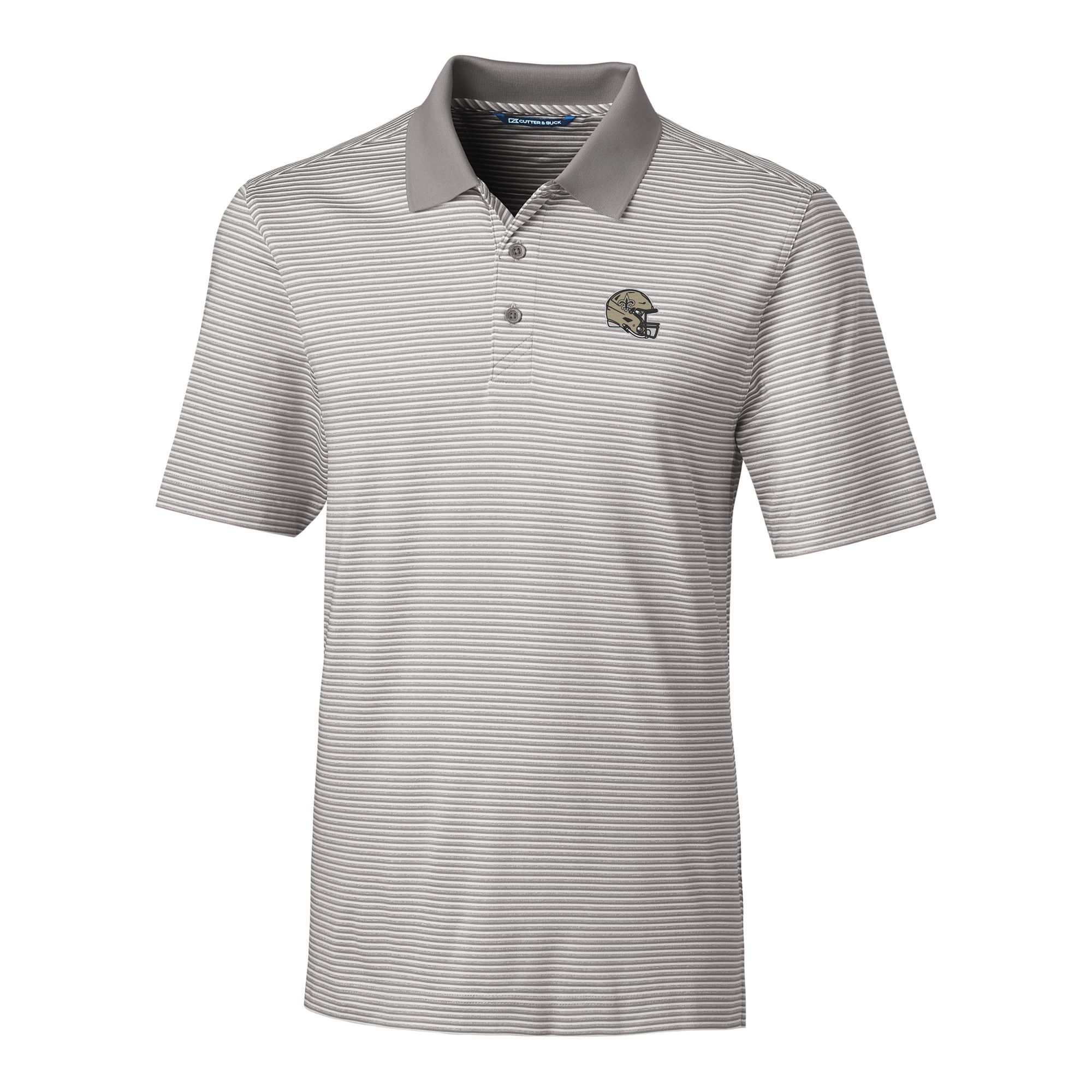 Men's Cutter & Buck Silver New Orleans Saints Helmet Forge Tonal Stripe Stretch Polo - Image 3