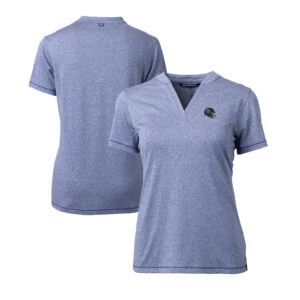 Women's Cutter & Buck  Heather Blue Tennessee Titans Helmet Logo DryTec Forge Stretch V-Neck Blade Top
