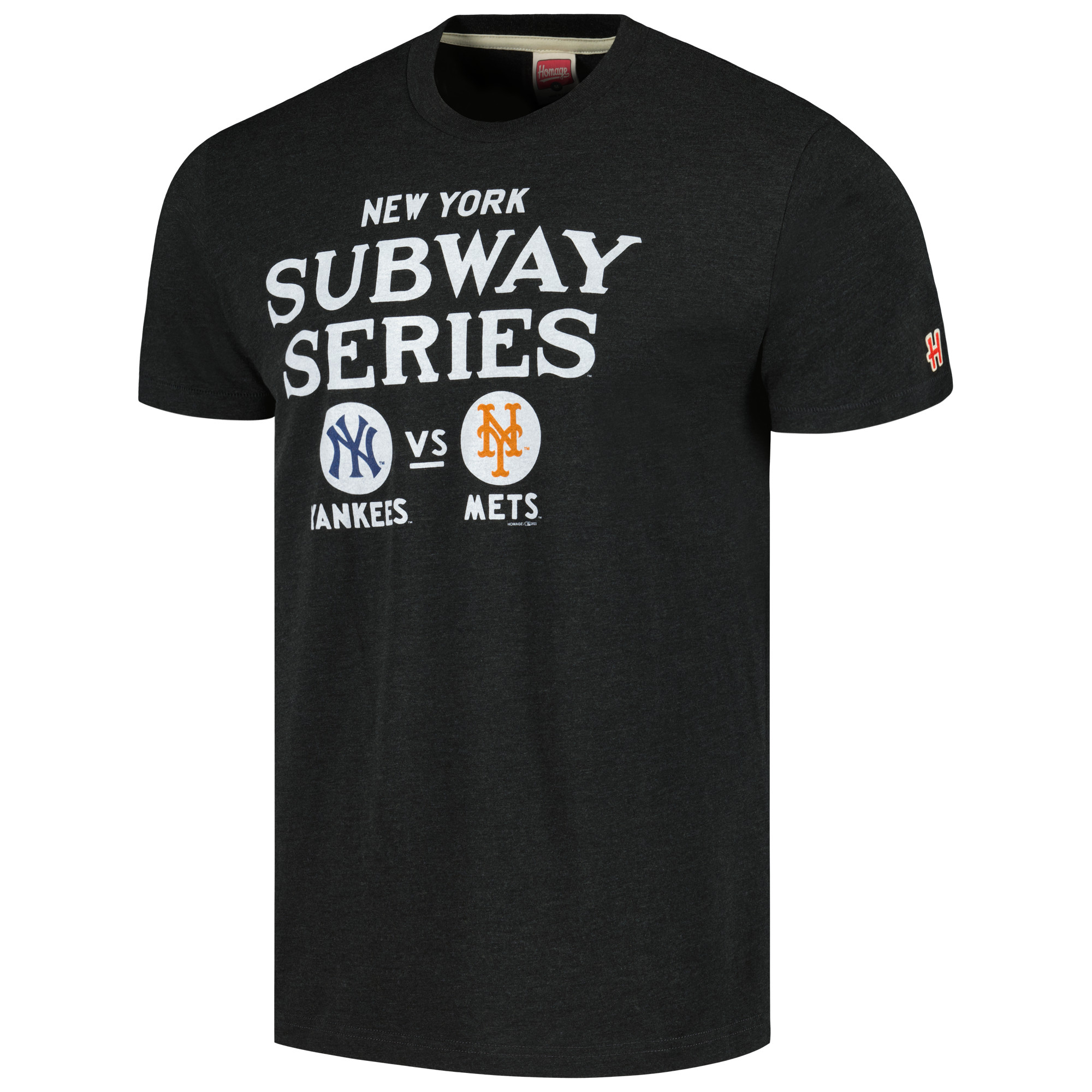 Men's Homage Charcoal New York Yankees vs. New York Mets Subway Series Hyper Local Tri-Blend T-Shirt - Image 13