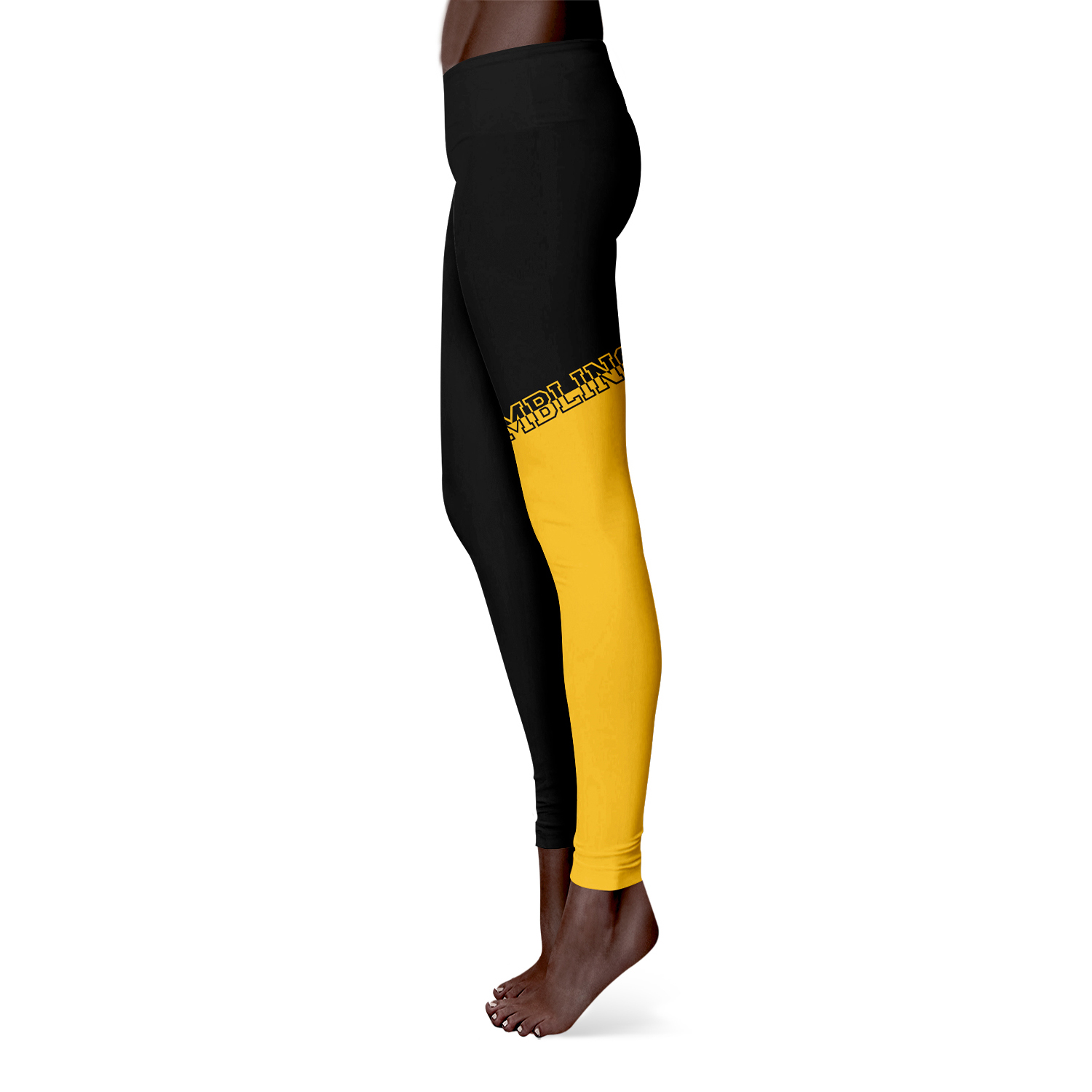 Women's Vive La Fete Black/Gold Grambling Tigers Color Block Yoga Leggings - Image 8