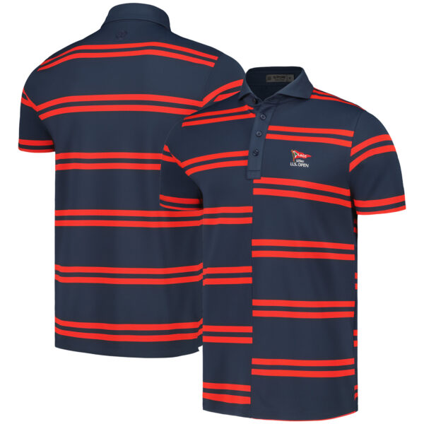 Men's 2023 U.S. Open G/FORE Navy/Red Offset Stripe Tech Pique Polo