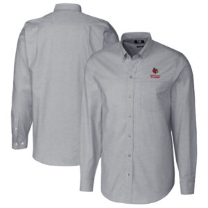 Men's Cutter & Buck  Charcoal Louisville Cardinals Alumni Logo Stretch Oxford Long Sleeve Button-Down Shirt